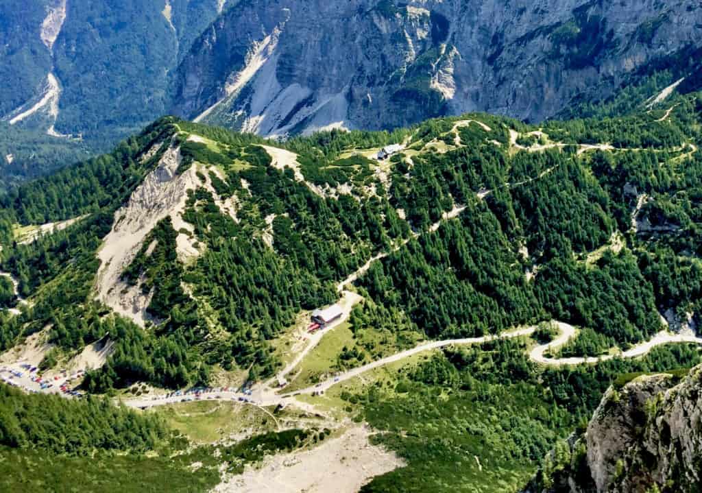 Przełęcz Vršič ze szczytu Mala Mojstrovka